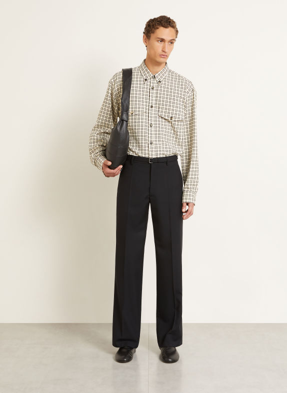 DRIES VAN NOTEN Comfort Fit Shirt ECRU / LIGHT BROWN / BLACK