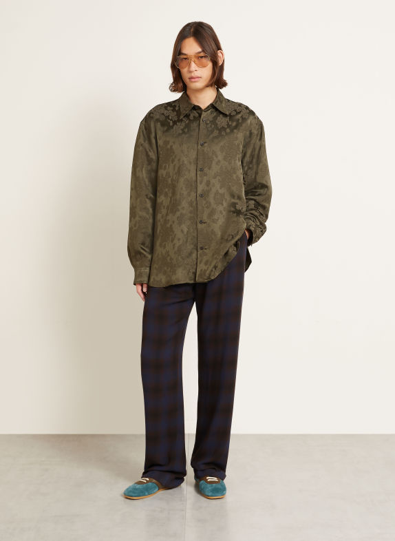 DRIES VAN NOTEN Jacquard-overhemd Comfort Fit KAKI / OLIJF