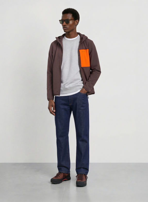 me°ru' Midlayer-jas TUNJA MARRON FONCÉ / ORANJE