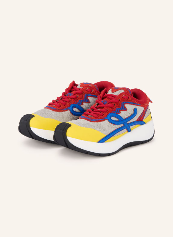 LOEWE POGO Sneakers LIGHT GRAY / RED / DARK BLUE