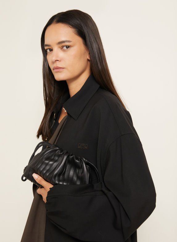 LOEWE Bucket bag FLAMENCO PURSE PLEATED MINI BLACK / SILVER