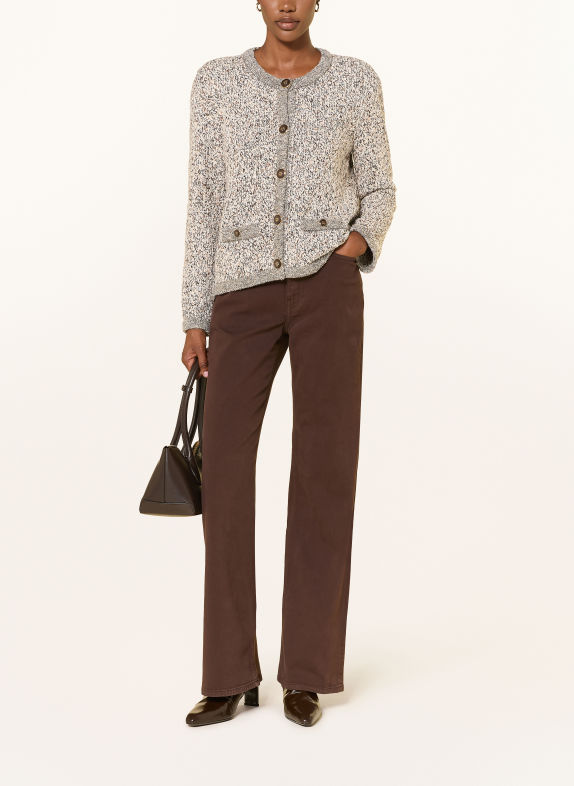 Veronica Beard REXTON cardigan made of bouclé with glitter yarn BEIGE / DARK BROWN