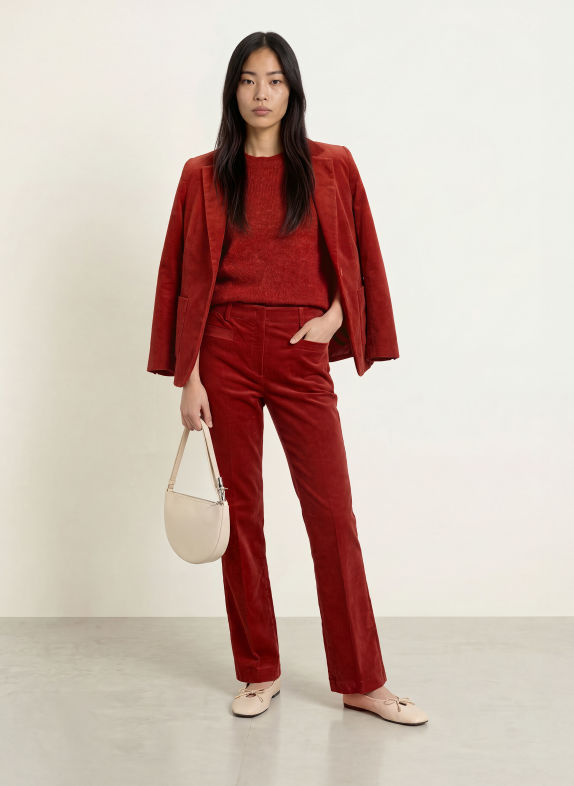 MORE & MORE Sweter z rękawami 3/4 CIEMNOCZERWONY