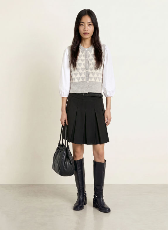 MORE & MORE Knit vest LIGHT GRAY / CREAM