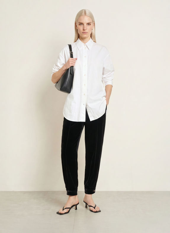 MAC BALLOON 7/8-length velvet trousers BLACK