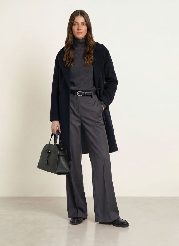 ANFINY DIANA Wool coat DARK BLUE