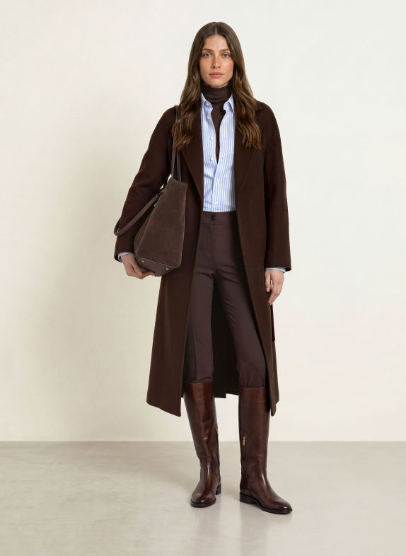 ANFINY GRACE Wool coat DARK BROWN