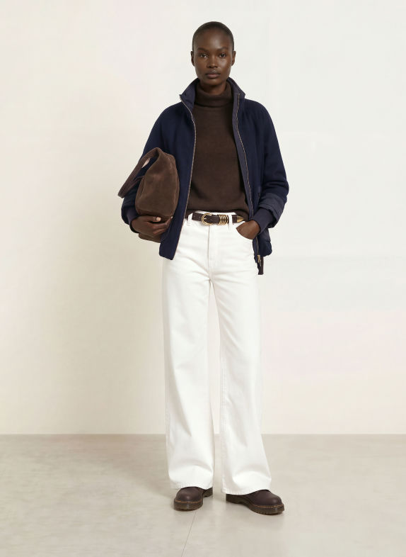 DUNO Lightweight donsjas MURIEL in een mix van materialen DONKERBLAUW