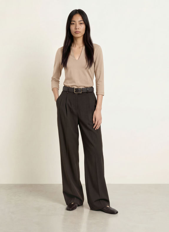 ZAÍDA Shirt with a boat neck BEIGE