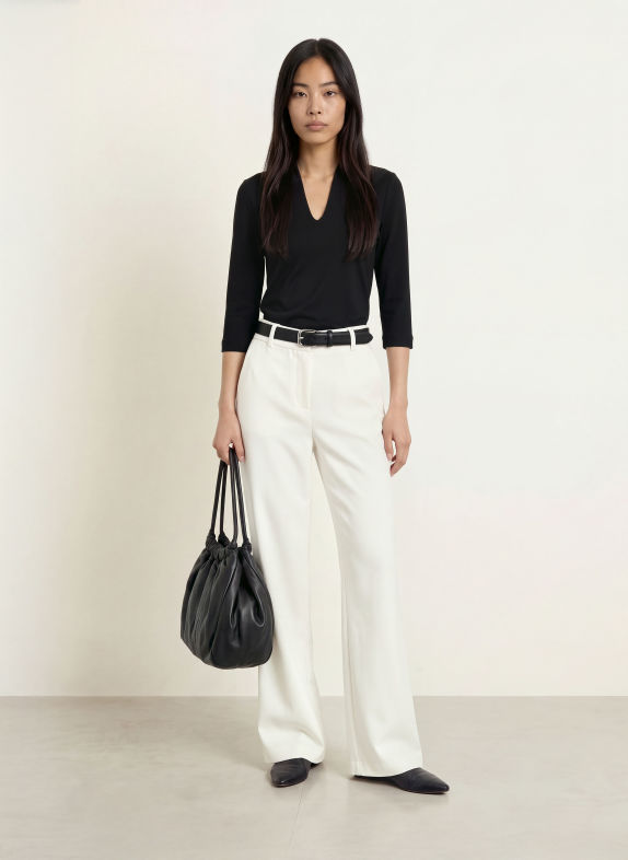 ZAÍDA Shirt with a boat neck BLACK