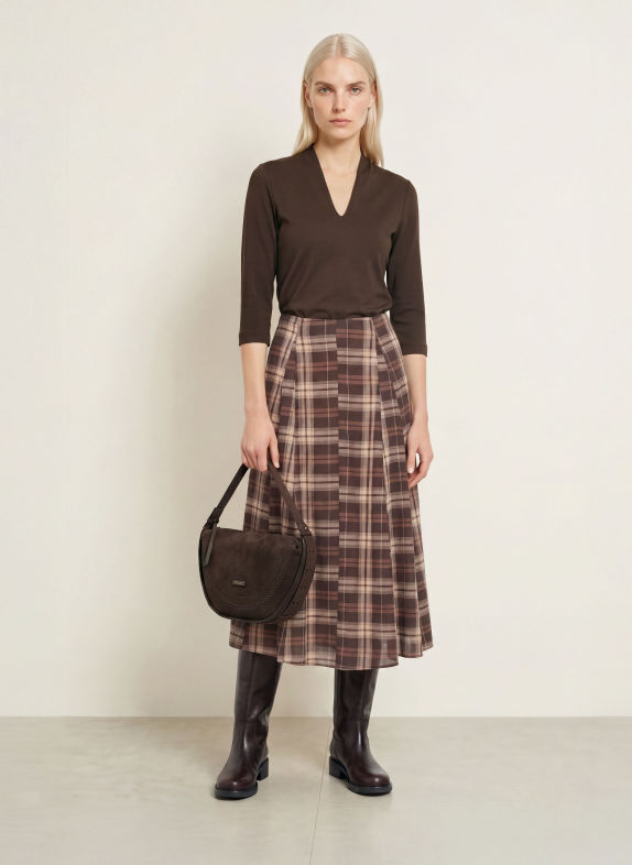 ZAÍDA Shirt with a boat neck DARK BROWN