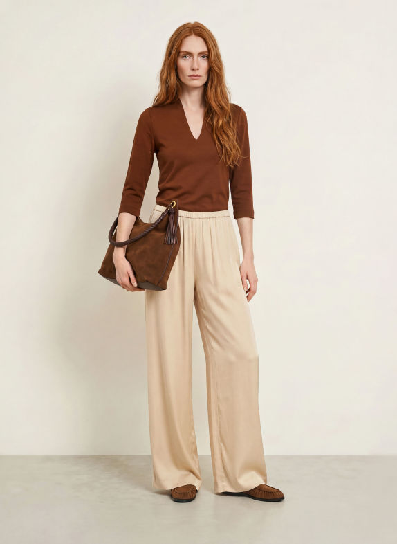 ZAÍDA Shirt with a boat neck BROWN