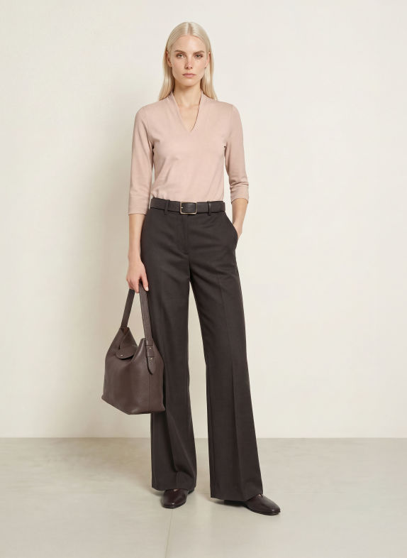ZAÍDA Shirt with a boat neck LIGHT BROWN