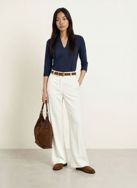 ZAÍDA Shirt with a boat neck DARK BLUE