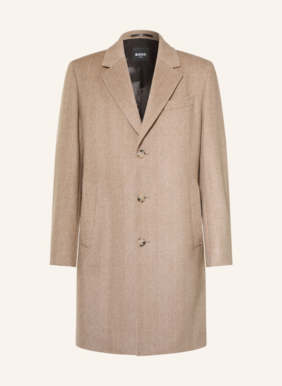 BOSS JARED Wool coat BROWN / LIGHT BROWN