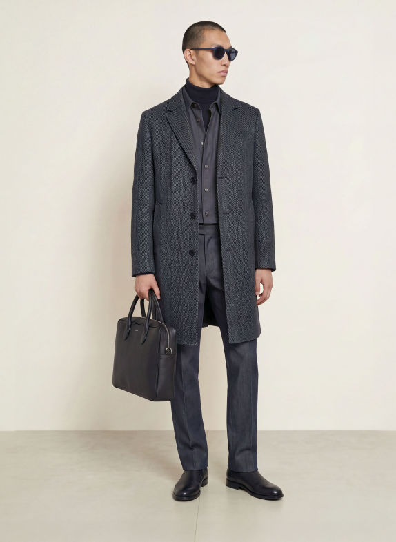 BOSS Wollmantel JARED DUNKELBLAU / GRAU