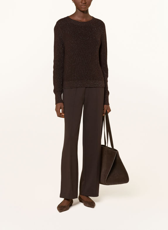 monari Pull en laine pailletée MARRON FONCÉ