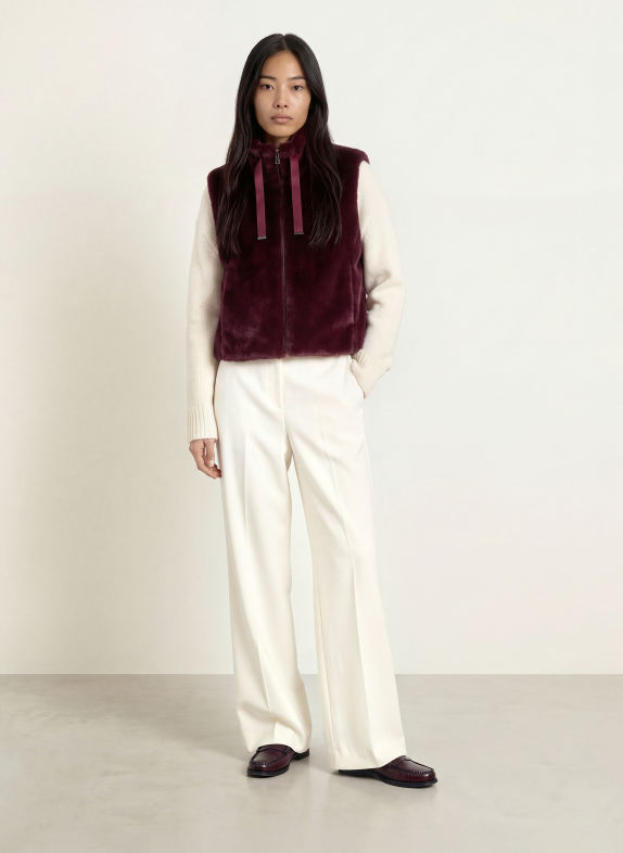 monari Veste sans manches en fausse fourrure ROUGE FONCÉ