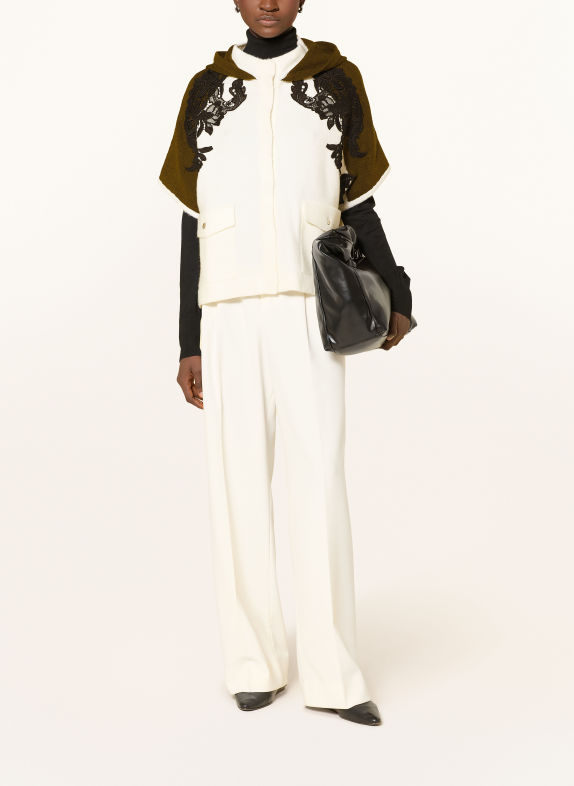 monari Vest met kant WIT / OLIJF / ZWART