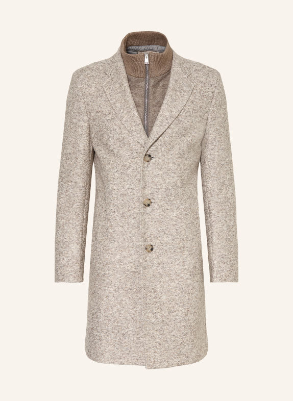 BOSS HYDE-Mantel met afneembare kraag CRÈME / BEIGE / GRIJS