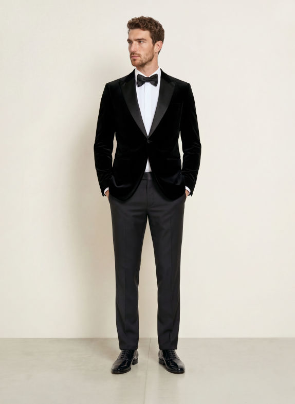 BOSS Fluwelen colbert HUTSON Slim Fit 001 BLACK