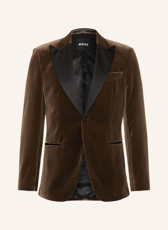 BOSS Fluwelen colbert HUTSON Slim Fit 248 OPEN BROWN