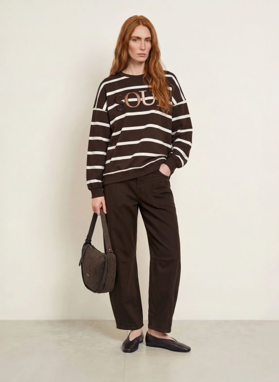 Smith & Soul Oversized-Sweatshirt DUNKELBRAUN / HELLBRAUN / WEISS