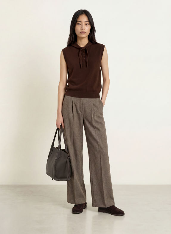Smith & Soul Sweater vest with bow DARK BROWN