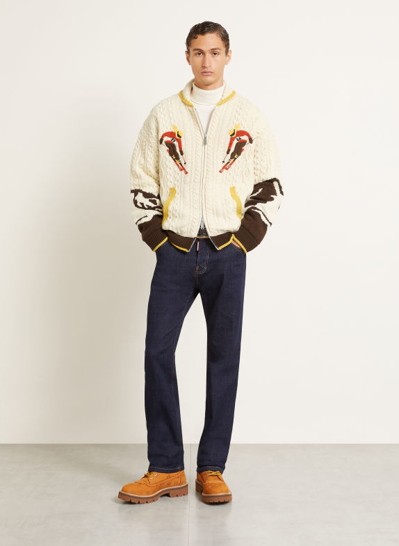 DSQUARED2 Cardigan CREAM / DARK BROWN / YELLOW