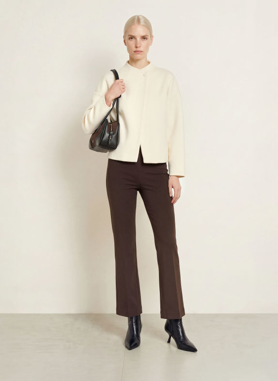 Rich & Royal Bootcut broek van jersey MARRON FONCÉ