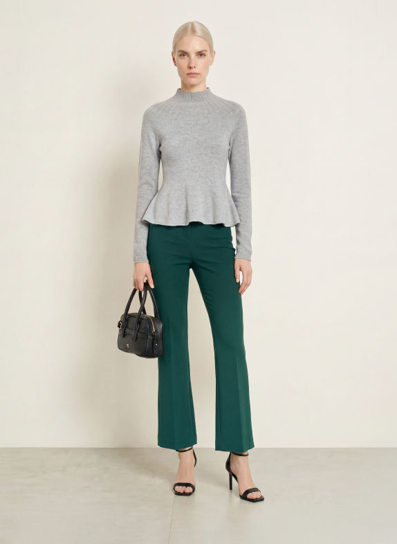 Rich & Royal Bootcut broek van jersey PETROL