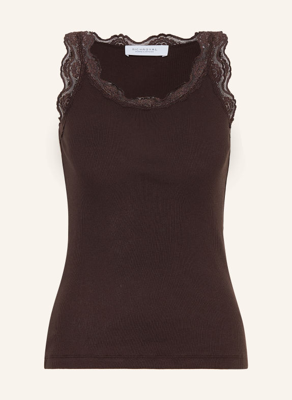 Rich & Royal Top met kant MARRON FONCÉ