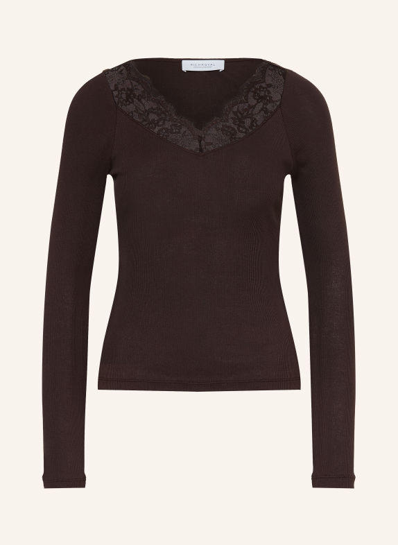Rich & Royal Longsleeve met lange mouwen en kant MARRON FONCÉ