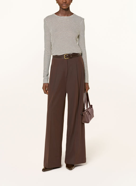Rich & Royal Longsleeve met lange mouwen met glittergaren MARRON FONCÉ / WIT