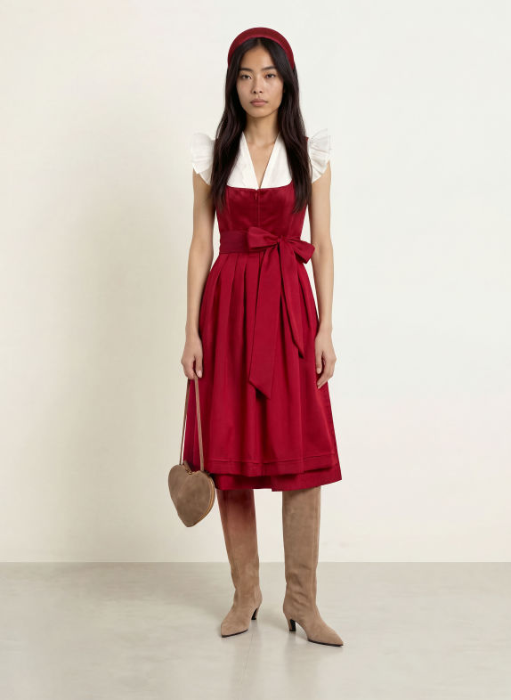 KRÜGER Dirndl ROT / GRAU