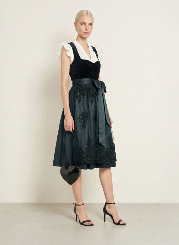 KRÜGER Dirndl LORA mit Schmuckperlen SCHWARZ