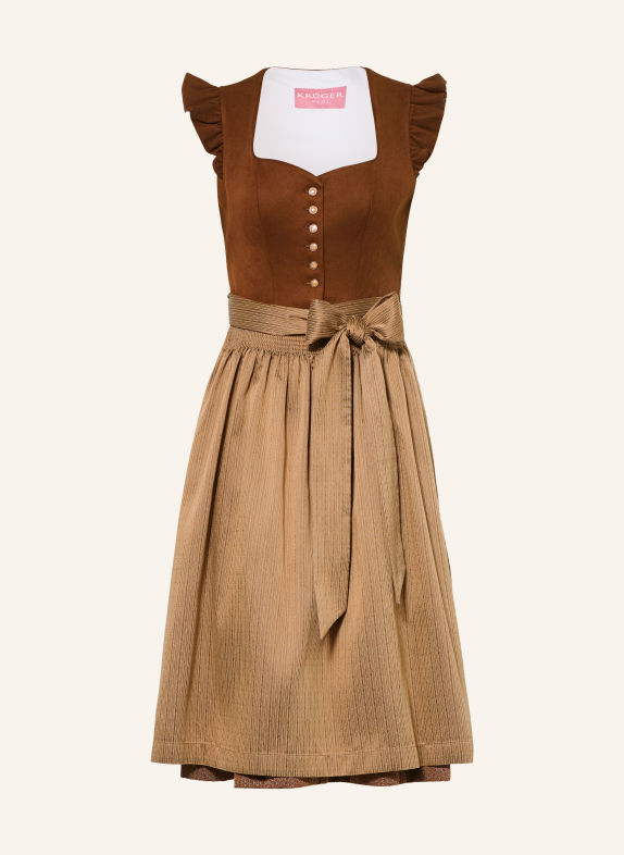 KRÜGER Dirndl met ruches BRUIN / LICHTBRUIN