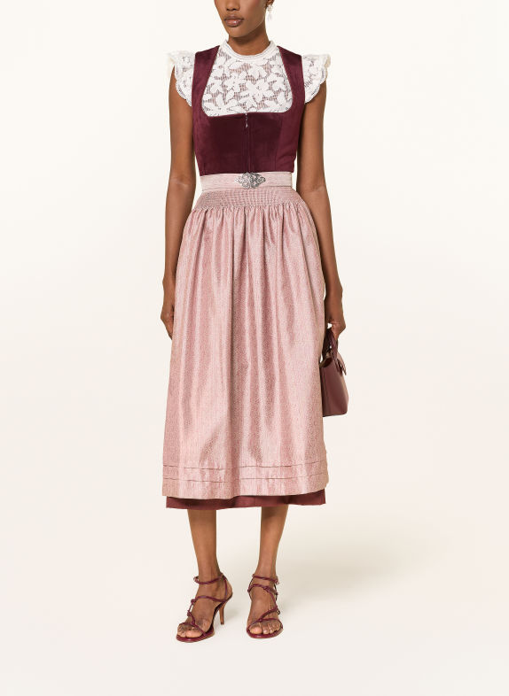 KRÜGER Dirndl AURELA DUNKELROT / ROSÉ / CREME