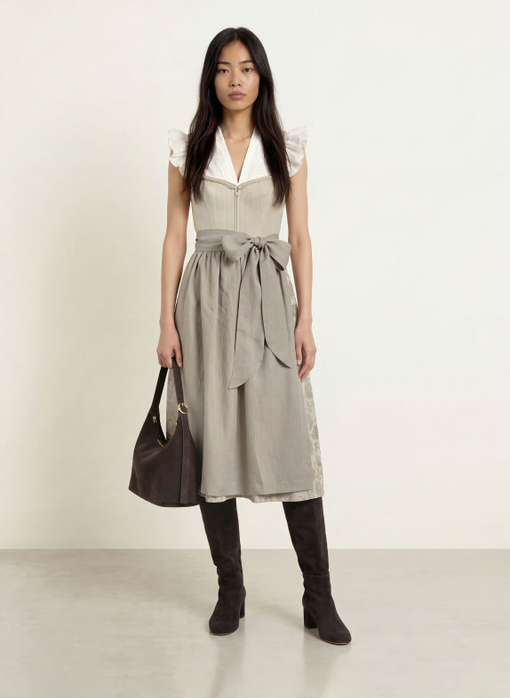 KRÜGER Dirndl THERESE BEIGE / HELLGRAU