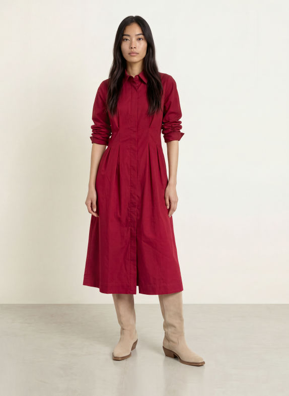 co'couture Hemdblusenkleid SANNACC DUNKELROT