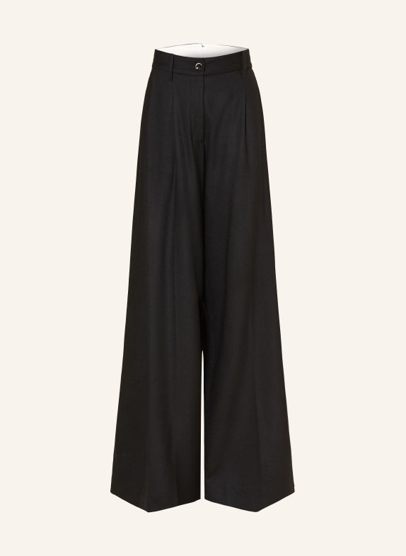 nine:inthe:morning PETRA wide-leg trousers made of flannel BLACK