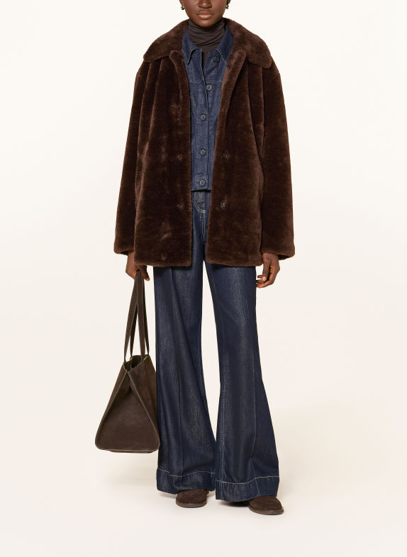 Marc O'Polo Faux Fur Jacket DARK BROWN