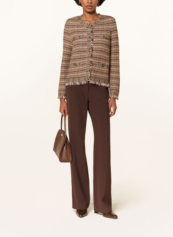 Veronica Beard Gebreide Overjacket SARIYAH met pailletten DONKERROOD / BEIGE / ZWART