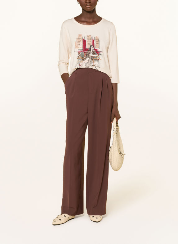 monari Haut à manches 3/4 orné de strass ÉCRU / MARRON / ROUGE FONCÉ