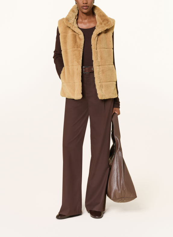monari Bodywarmer van imitatiebont CAMEL
