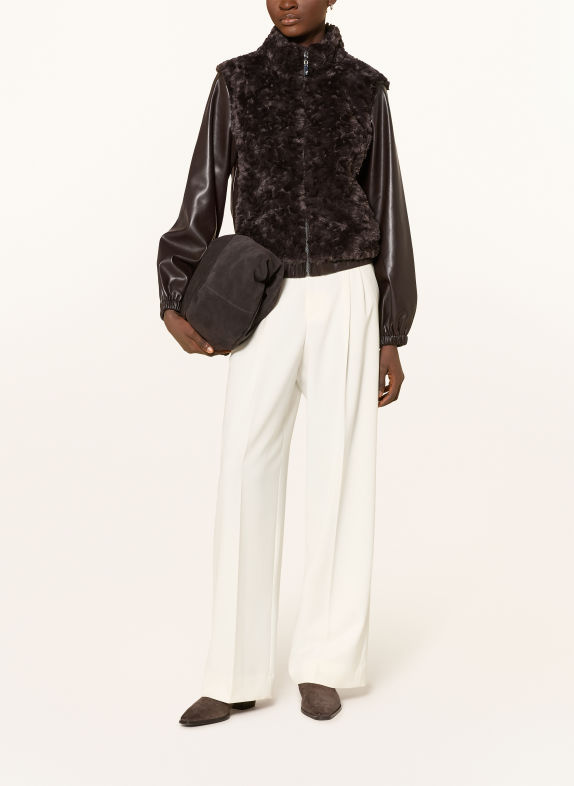 monari Blouson im Materialmix mit Kunstfell DUNKELBRAUN