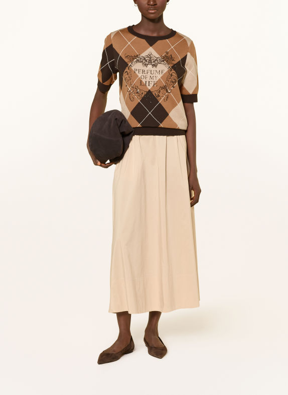 monari Strickshirt mit Schmucksteinen DUNKELBRAUN / HELLBRAUN / BEIGE