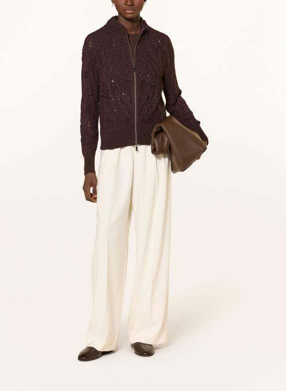 monari Gilet à paillettes MARRON FONCÉ