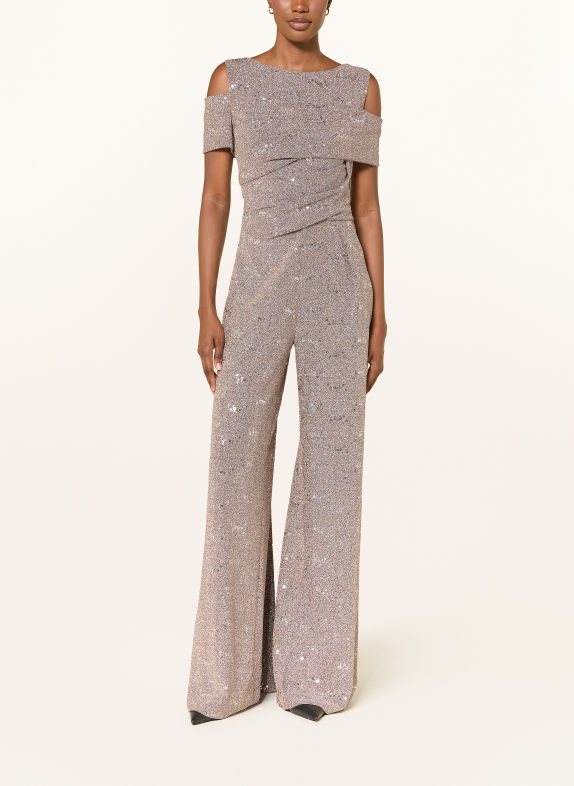 TALBOT RUNHOF Jumpsuit van jersey met glittergaren PLATINA