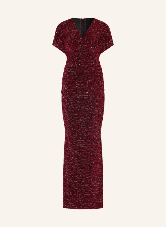 TALBOT RUNHOF Abendkleid aus Jersey mit Schmucksteinen 344 CRANBERRY